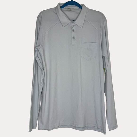 Indigenous Other - Indigenous Mens Ice Theory Polo Shirt Knit Top Gray Long Sleeve M NWT bv